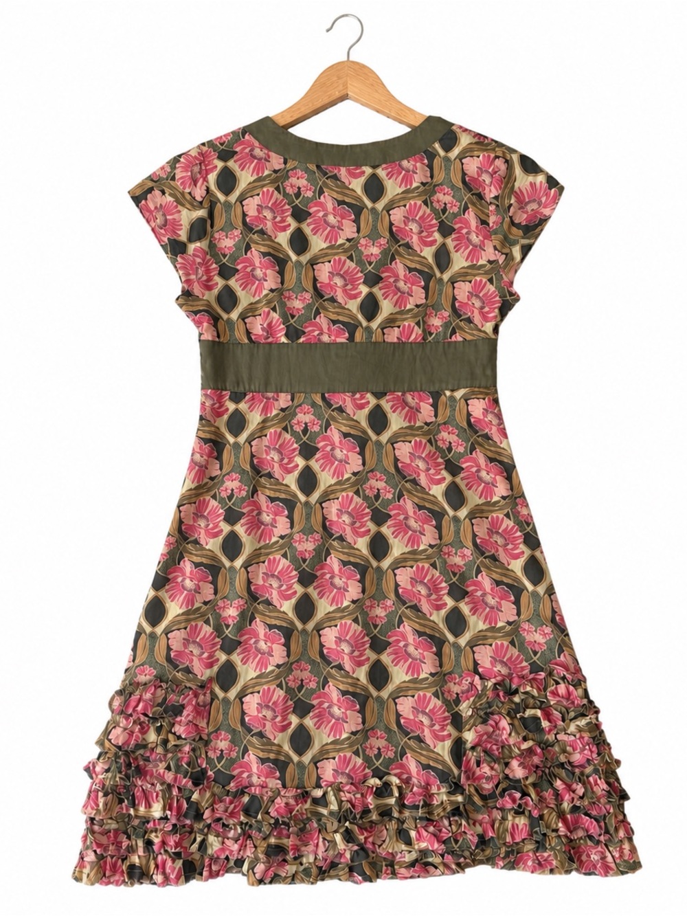Free People The Originals Jacquard Vintage Pink And Green Floral Dress, Size 6 - Picture 2 of 7